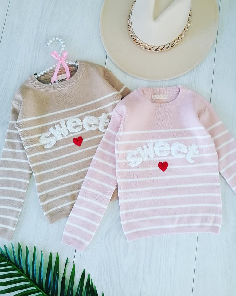 Sweterek Sweet Biało Czarny - KARMELOWY BUTIK zdjęcie 3