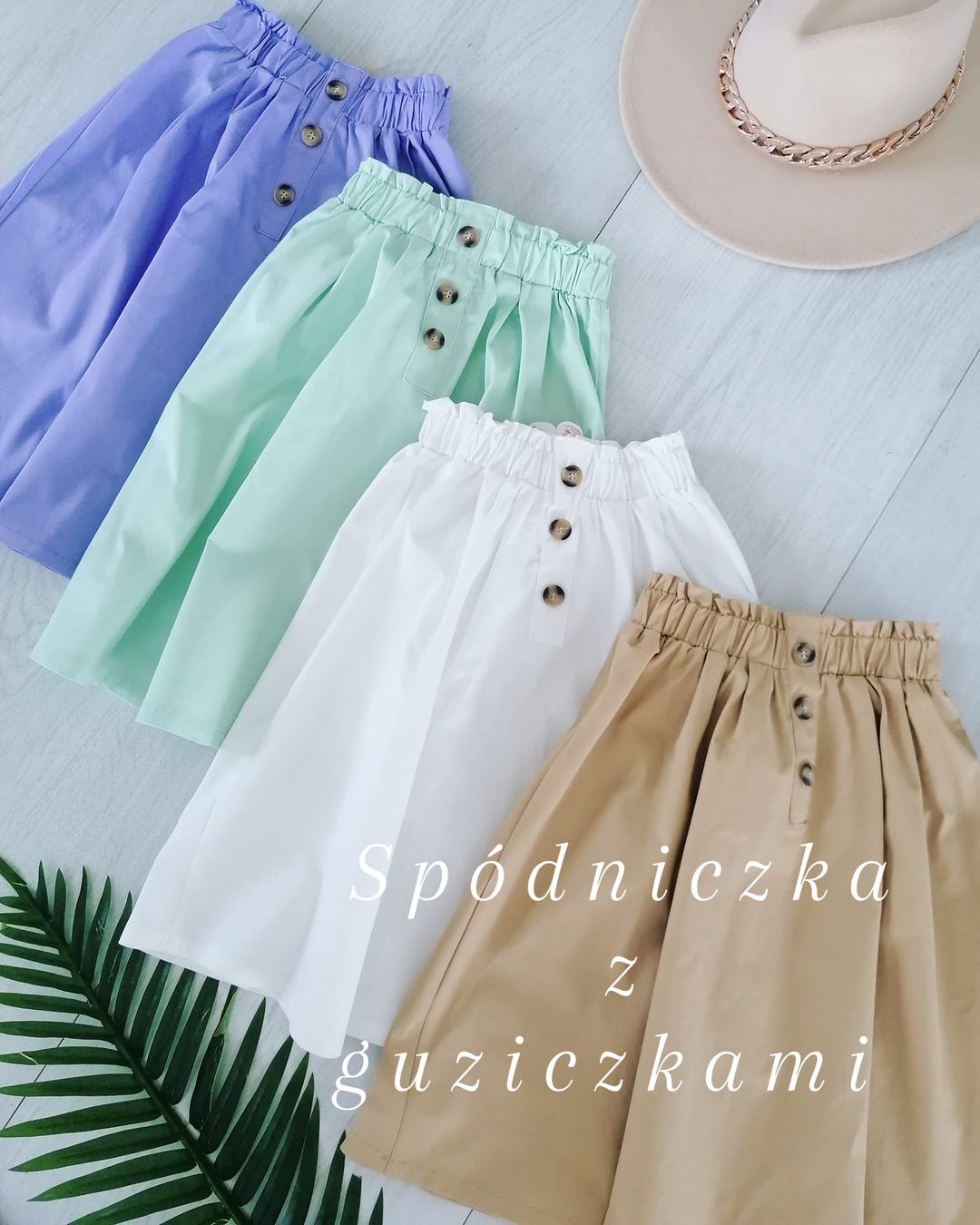 Spódniczka z Guziczkami Śmietankowa - KARMELOWY BUTIK zdjęcie 2