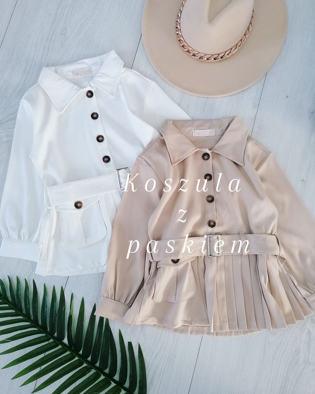 Koszula z Paskiem Beżowa - KARMELOWY BUTIK zdjęcie 2