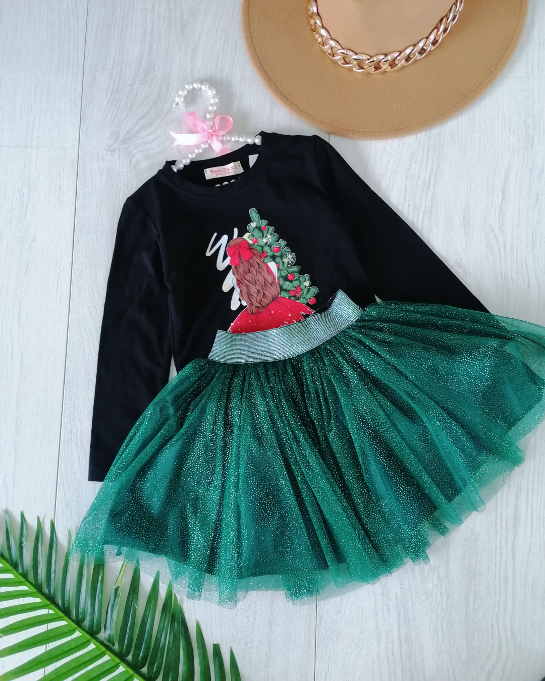 Bluzeczka Christmas Girl Czarna - KARMELOWY BUTIK zdjęcie 2