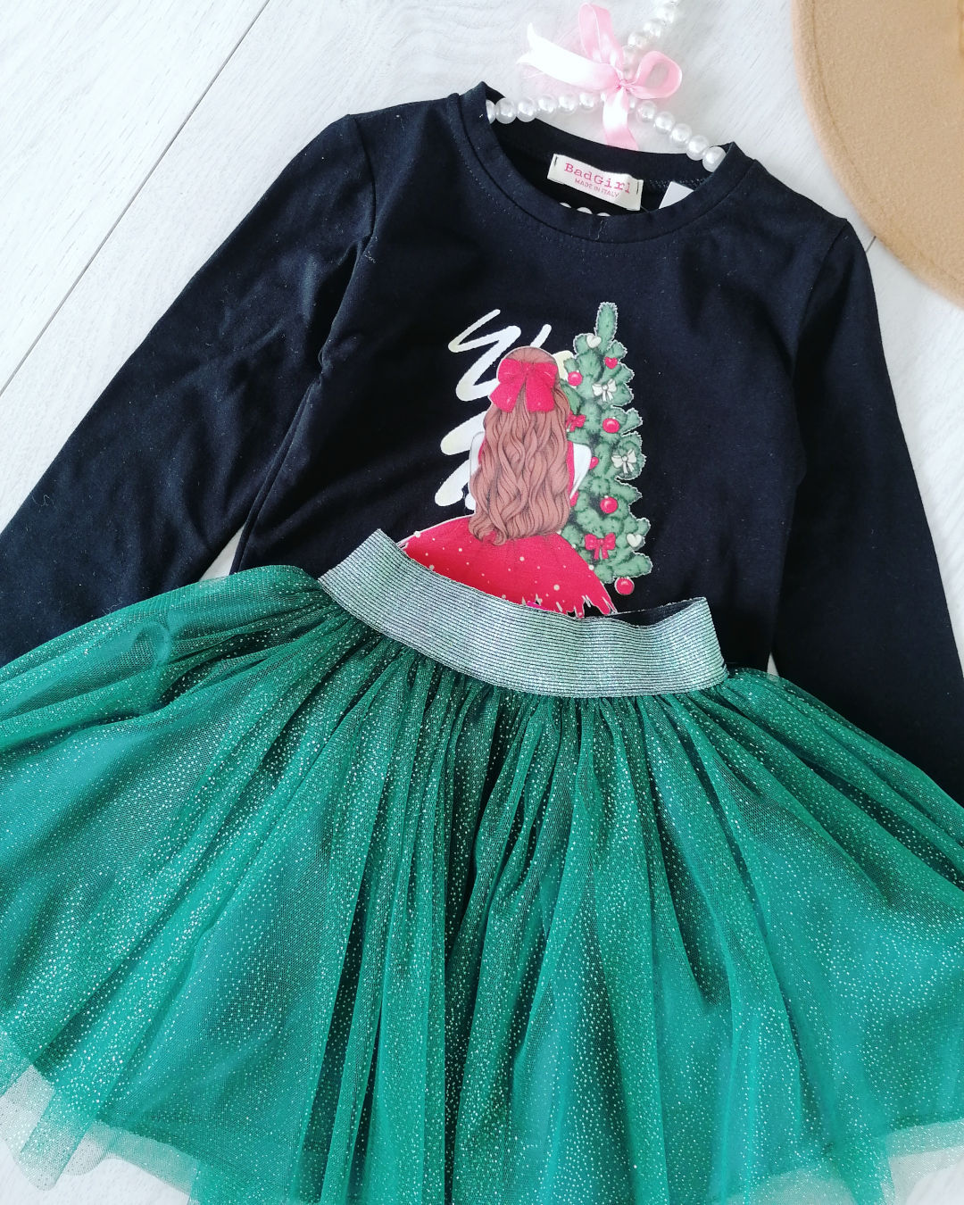 Bluzeczka Christmas Girl Czarna - KARMELOWY BUTIK zdjęcie 3
