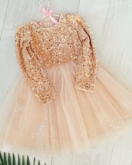 Sukienka Sparkle Złota - KARMELOWY BUTIK zdjęcie 4