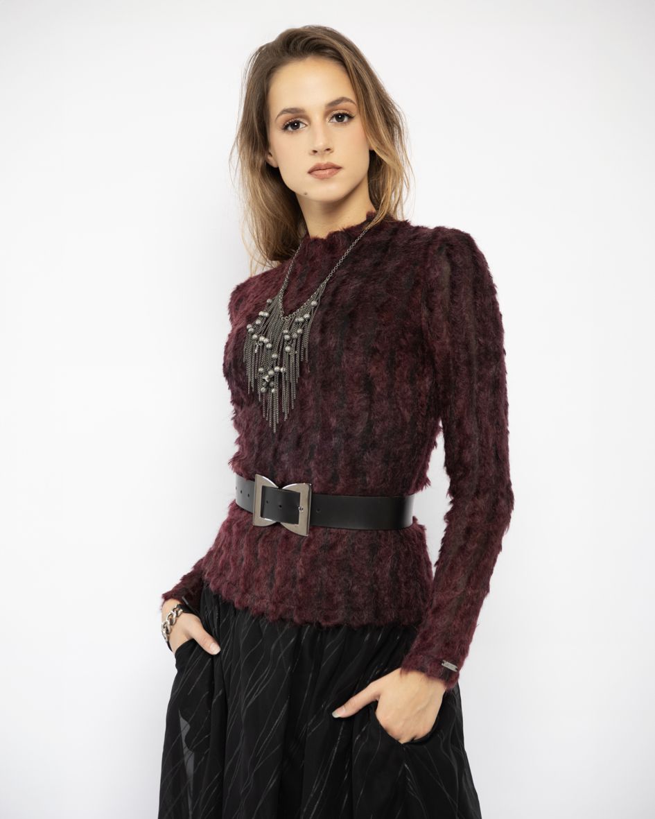 224001 BORDEAUX MOHAIR TURTLENECK - By Rieske image 1