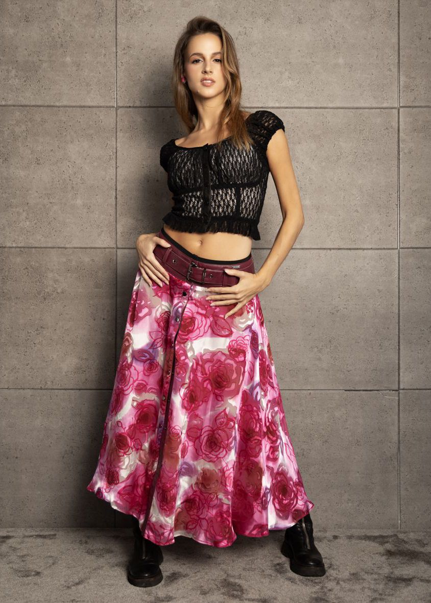 124003 MAGENTA HALF-CIRCLE SILK SKIRT - By Rieske image 1