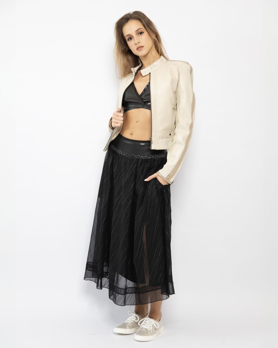 224002 BLACK MAXI SILK SKIRT - By Rieske image 1