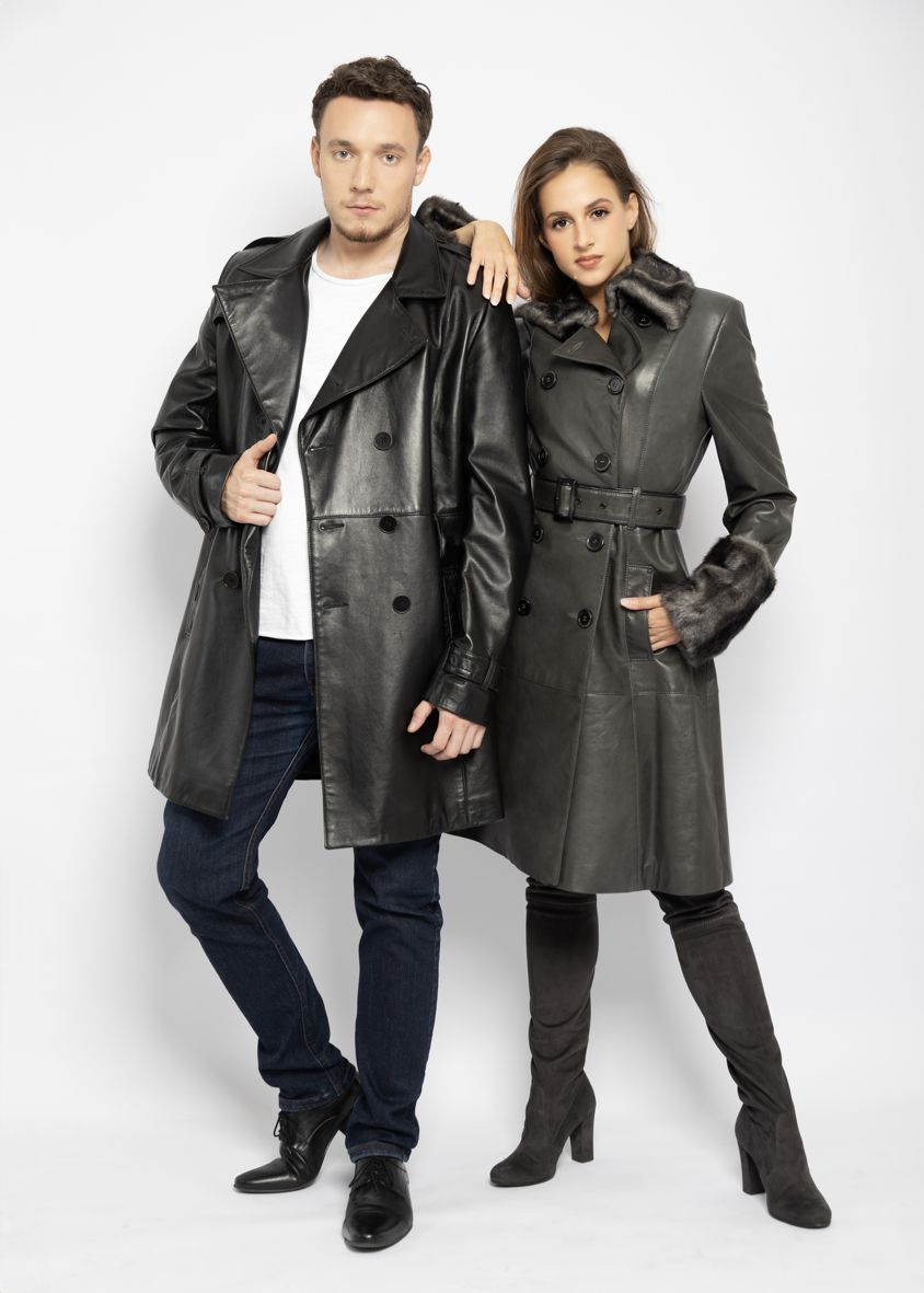 218002 GRAY LEATHER COAT - By Rieske image 1