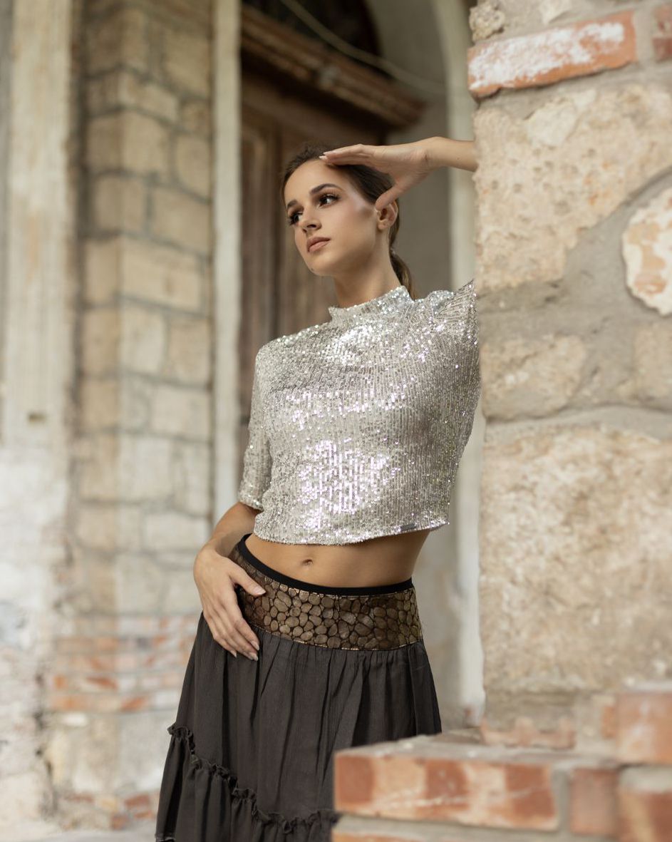 124012 EARTHY SKIRT WITH SILK FRILL  - By Rieske image 2