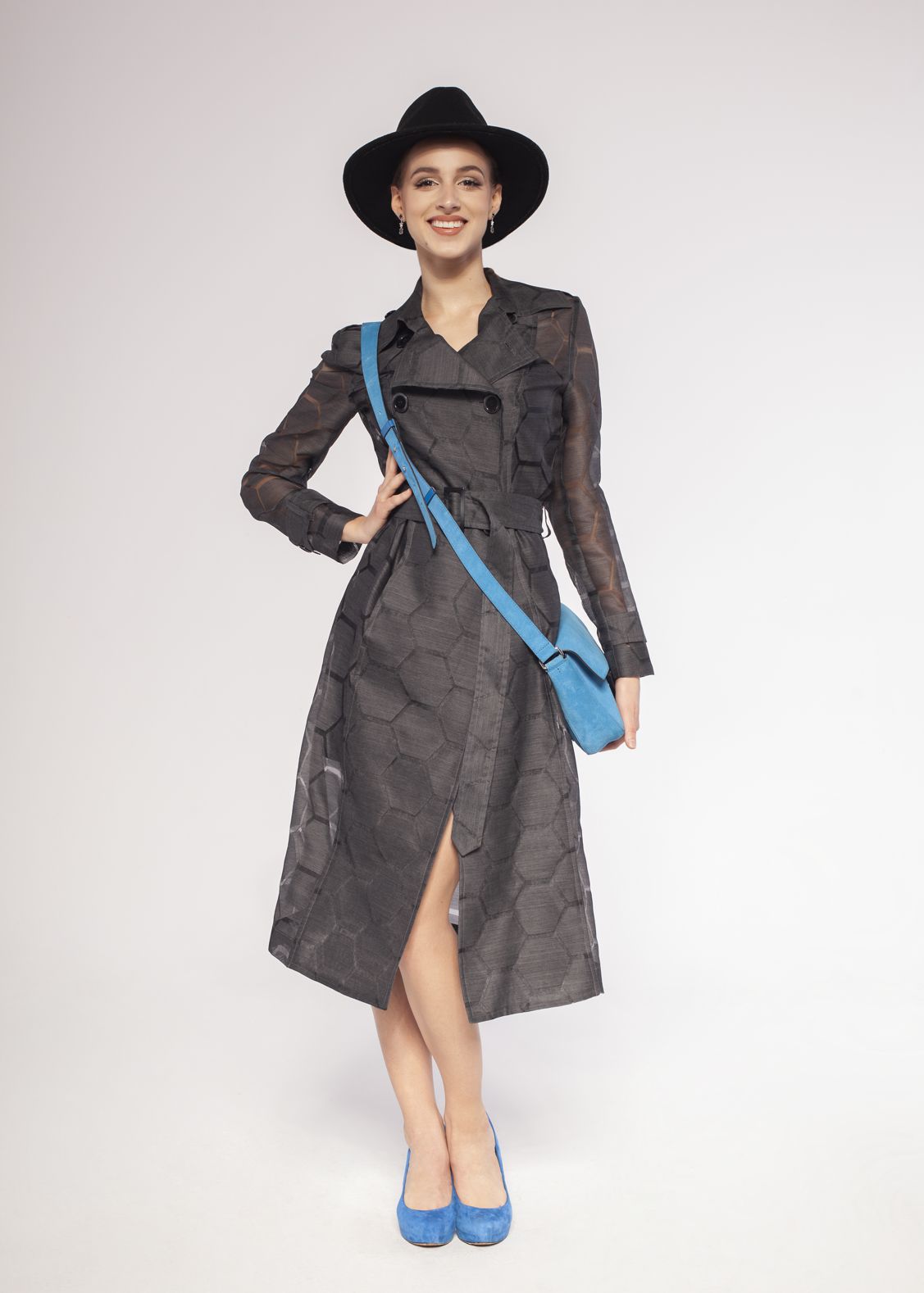 119004 GRAY SILK TRENCH COAT - By Rieske image 1