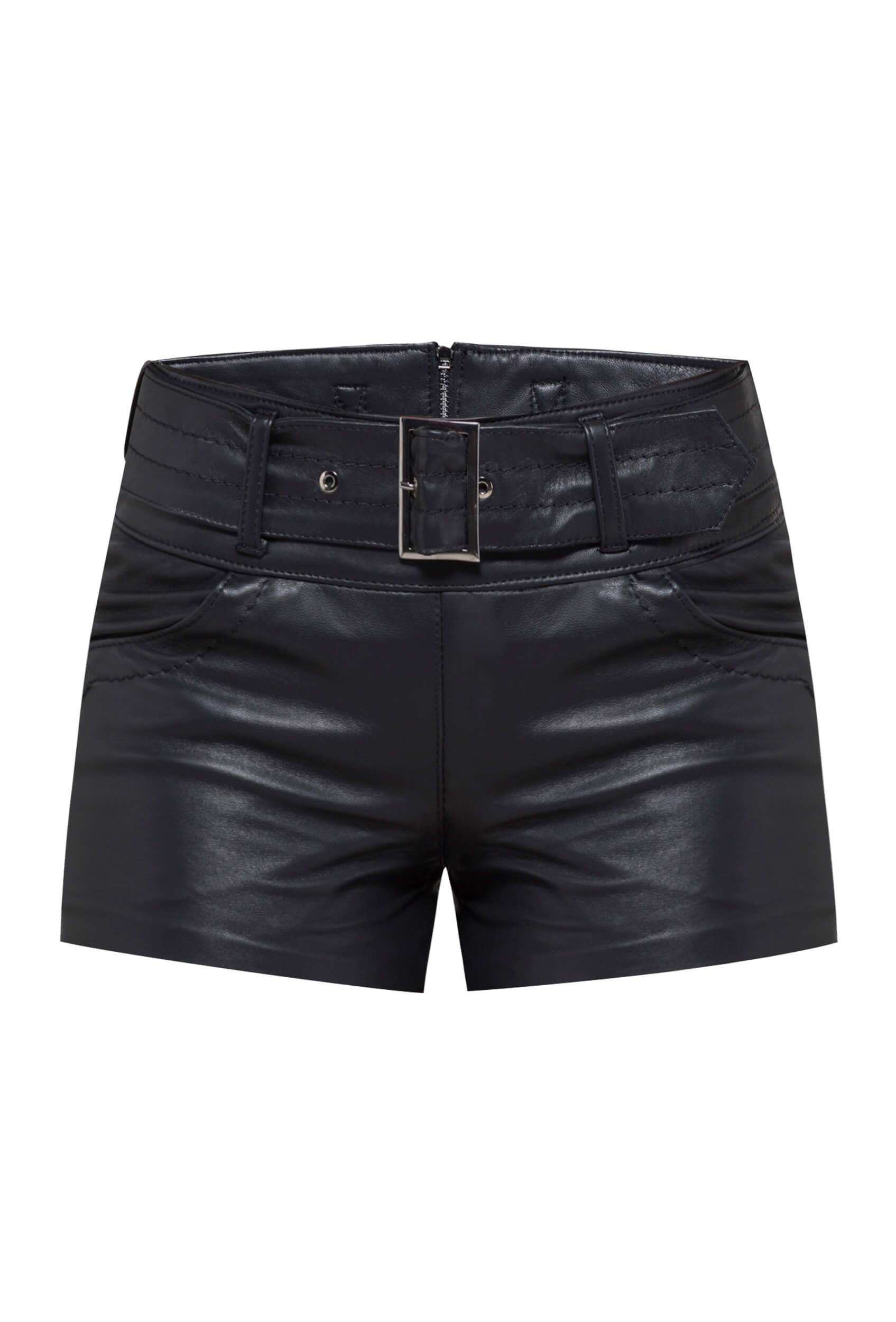 women's leather shorts, black leather shorts, black natural leather shorts, premium Italian leather shorts, must have shorts for shapely legs, Italian leather shorts, slim fit leather shorts, Polish designer women's shorts