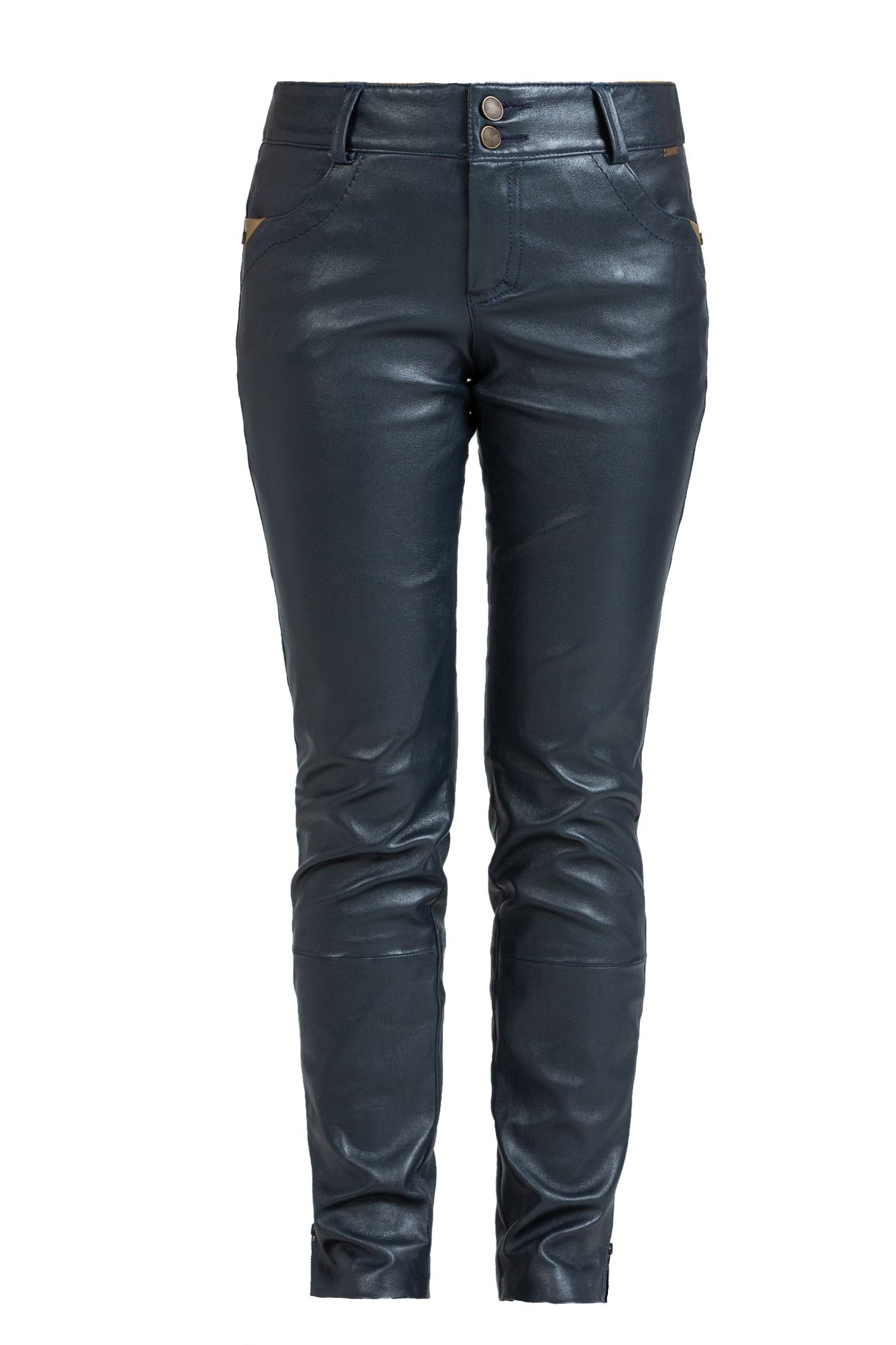 120008 LEATHER PANTS NAVY BLUE - By Rieske image 3