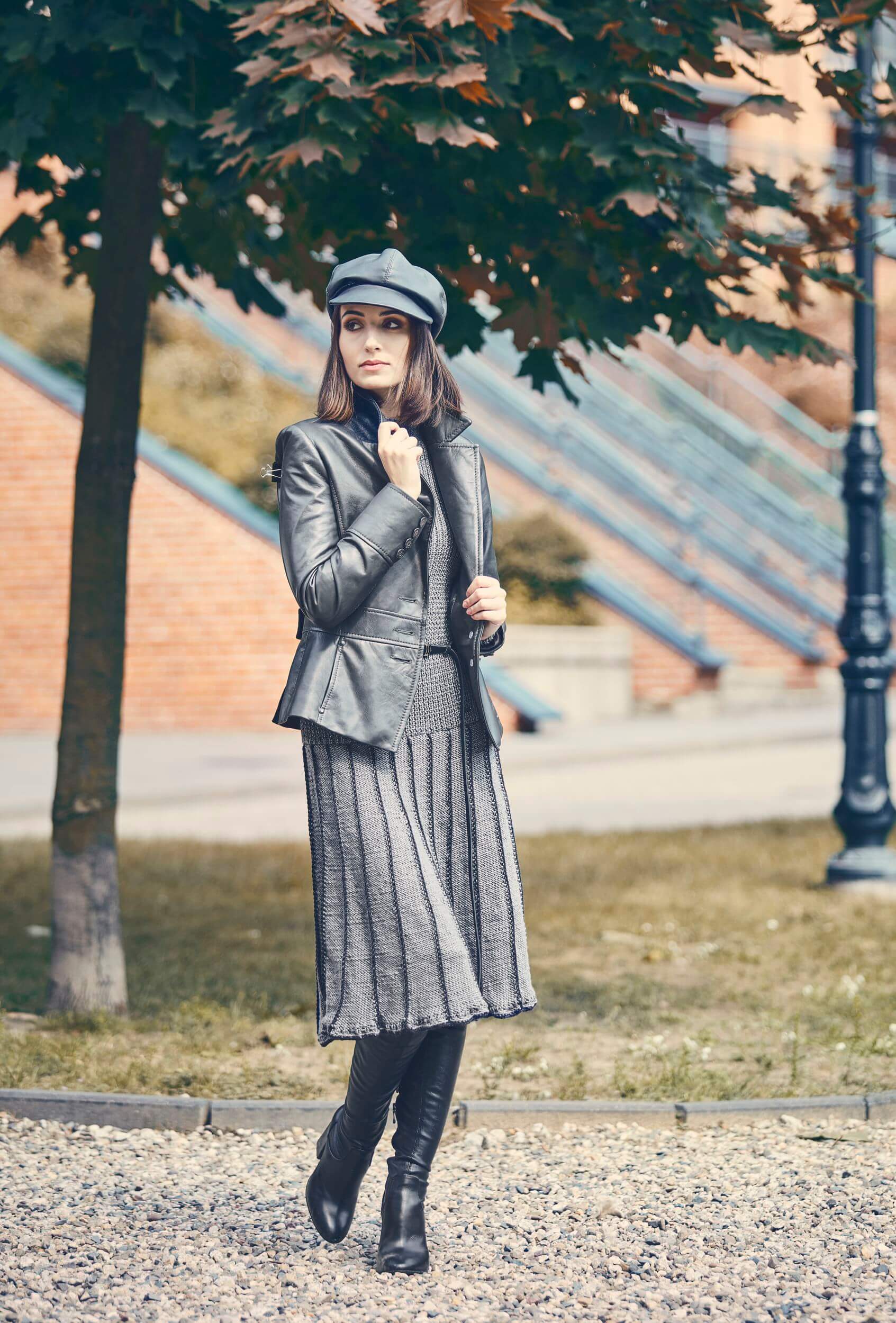 218004 LEATHER FLAT CAP GRAY - By Rieske image 1