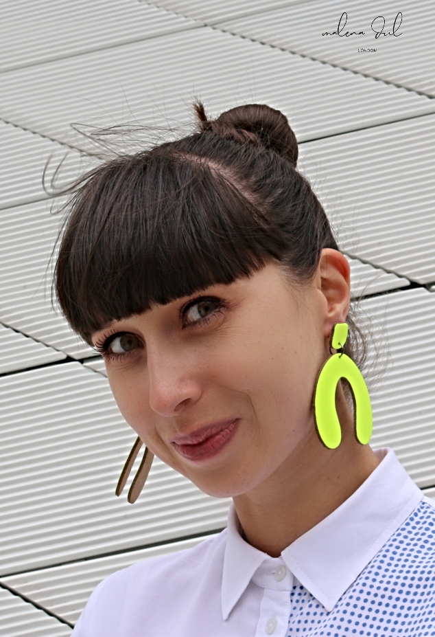 UNO. Duże kolczyki ze skóry naturalnej, Żółty neon - Malena Dul zdjęcie 3