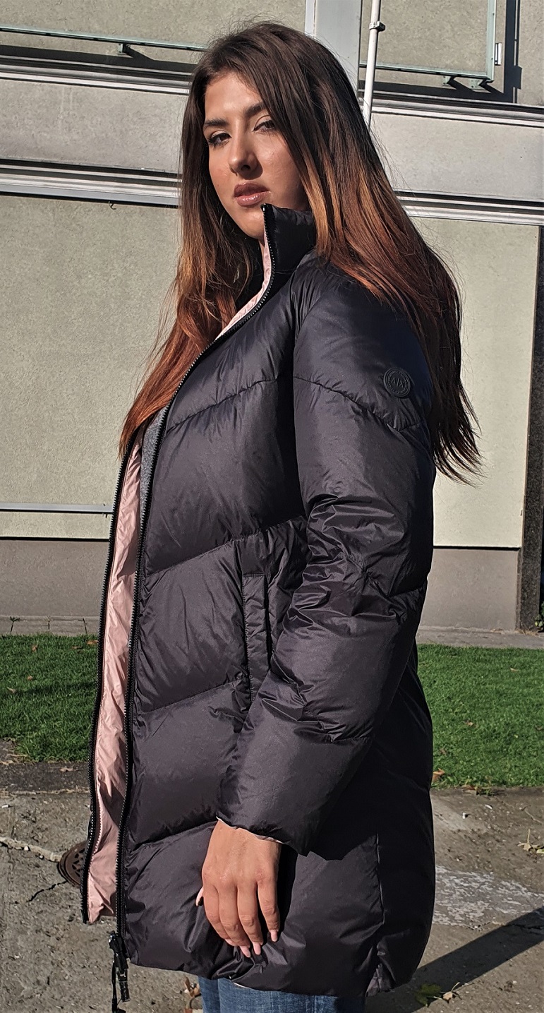 czarny dwustronny płaszcz Armani Exchange - Armani Exchange zdjęcie 3