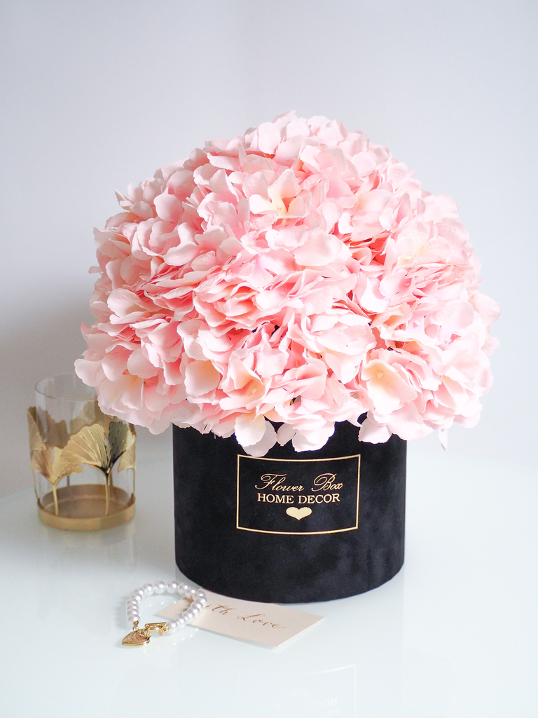 Flower Box Hortensje jedwabne różowe  (PREMIUM) zdjęcie 1