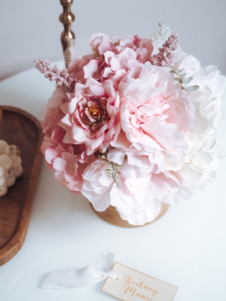 Flower Box pudrowy róż przydymiony Piwonie  (PREMIUM) zdjęcie 1