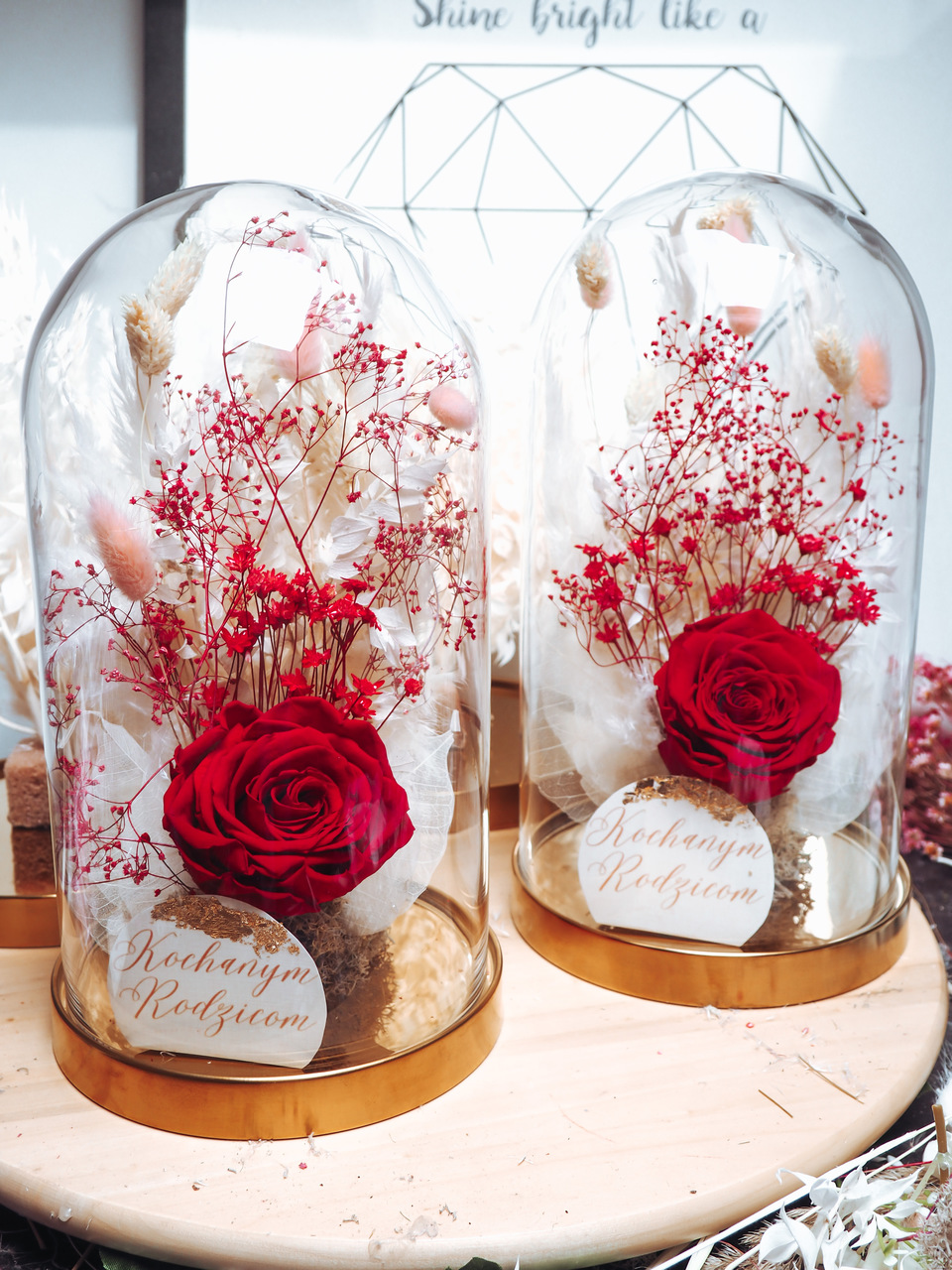 Szklana kopuła z wieczną różą czerwone (PREMIUM) zdjęcie 1