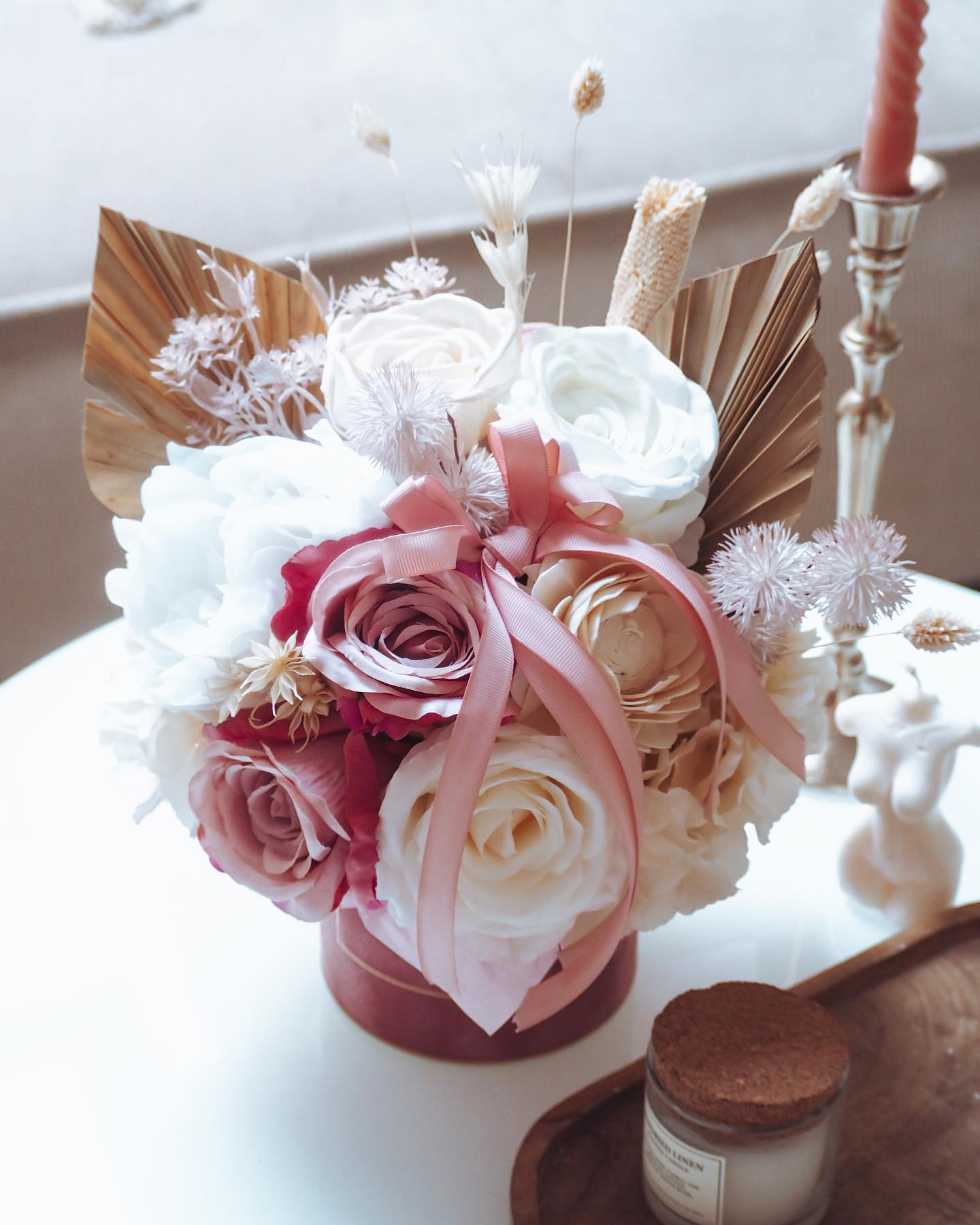 Flower Box przydymiony róż ze śmietanką (PREMIUM) zdjęcie 2