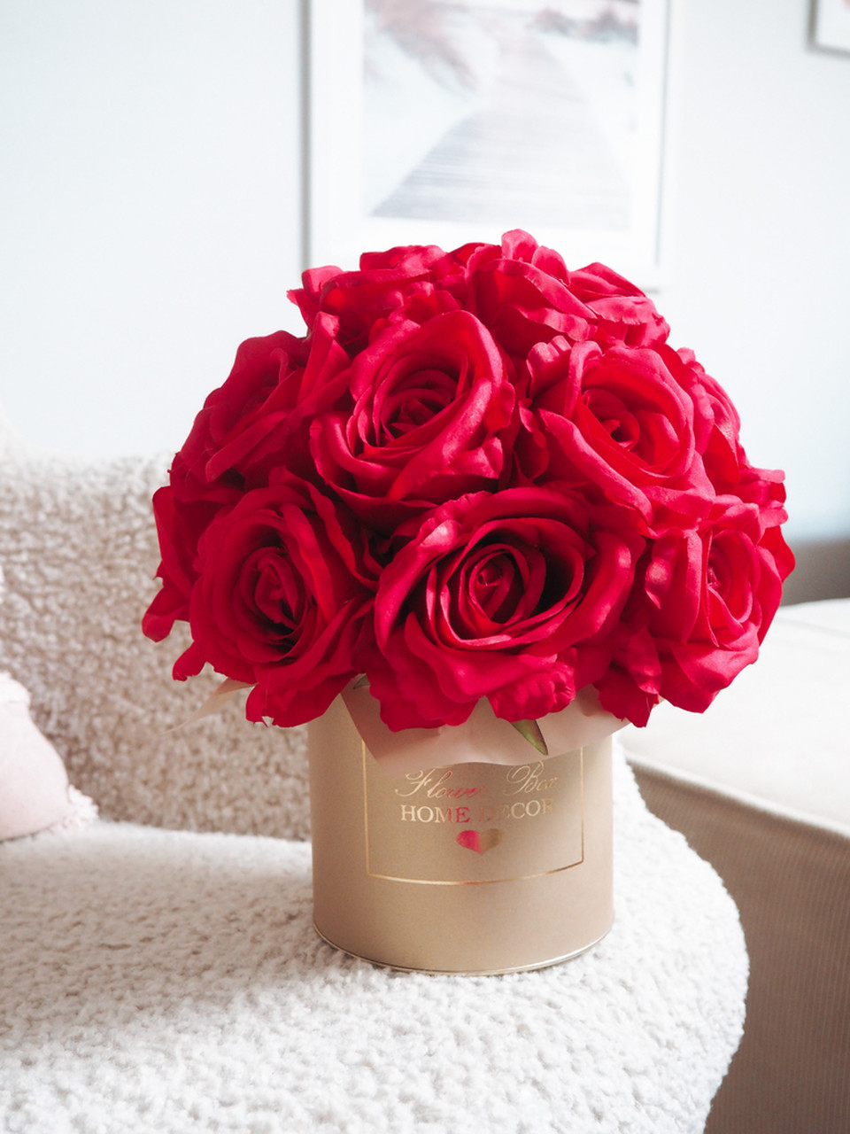 Flower Box czerwone róże złote pudełko  (PREMIUM) zdjęcie 3