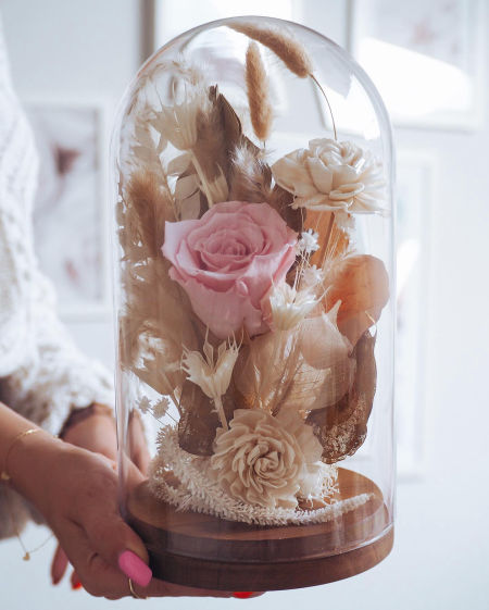 Szklana kopuła z wieczną różą duża AUTUMN (PREMIUM) zdjęcie 1