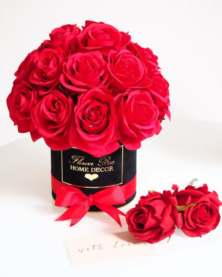 Flower Box Rubinowe róże - czarny box  (PREMIUM) zdjęcie 2