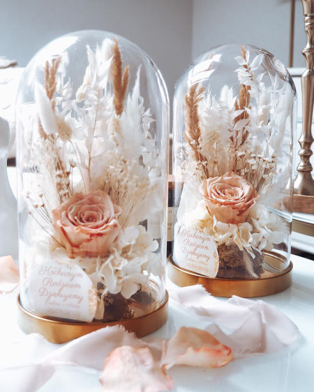Szklana kopuła z wieczną różą beżowe  (PREMIUM) zdjęcie 3