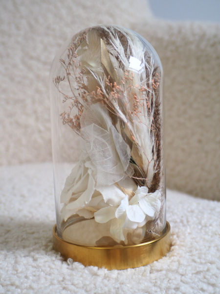 Szklana kopuła z wieczną różą krem zdjęcie 3