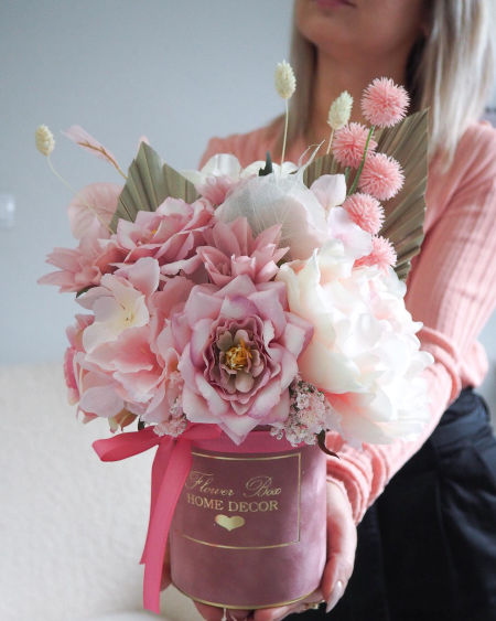 Flower Box brudny pudrowy róż S (PREMIUM) zdjęcie 2
