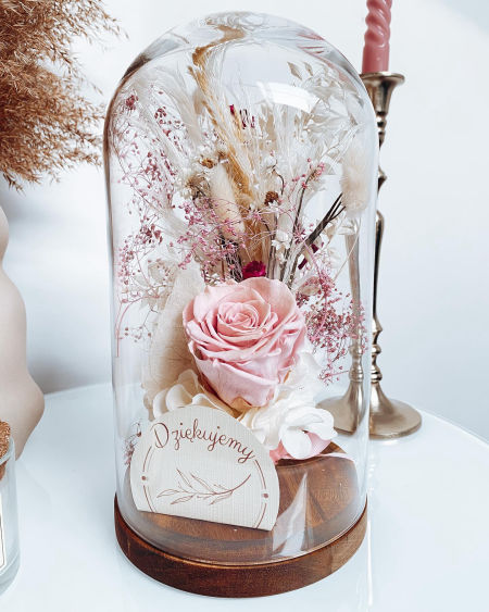 Szklana kopuła z wieczną różą duża (PREMIUM) zdjęcie 1
