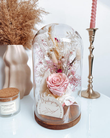 Szklana kopuła z wieczną różą duża (PREMIUM) zdjęcie 2