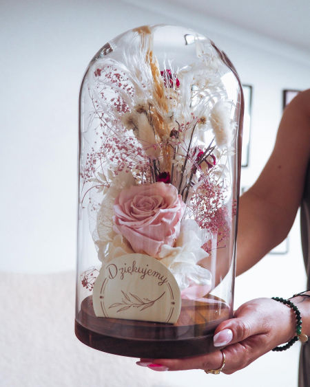 Szklana kopuła z wieczną różą duża (PREMIUM) zdjęcie 3
