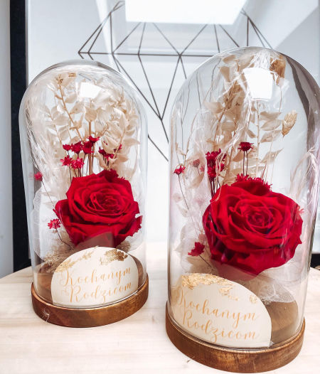 Szklana kopuła z wieczną różą czerwoną zdjęcie 2
