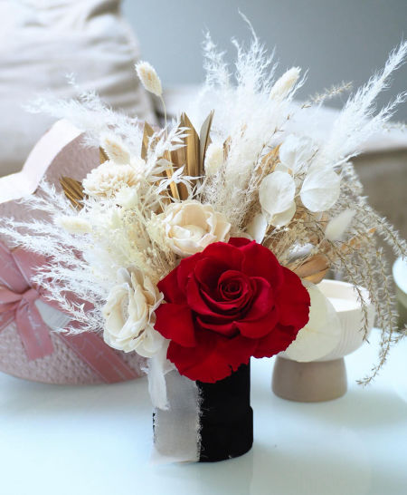 Kompozycja suszony bukiet wieczna róża czerwień (PREMIUM) zdjęcie 2