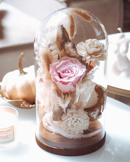 Szklana kopuła z wieczną różą duża AUTUMN (PREMIUM) zdjęcie 3