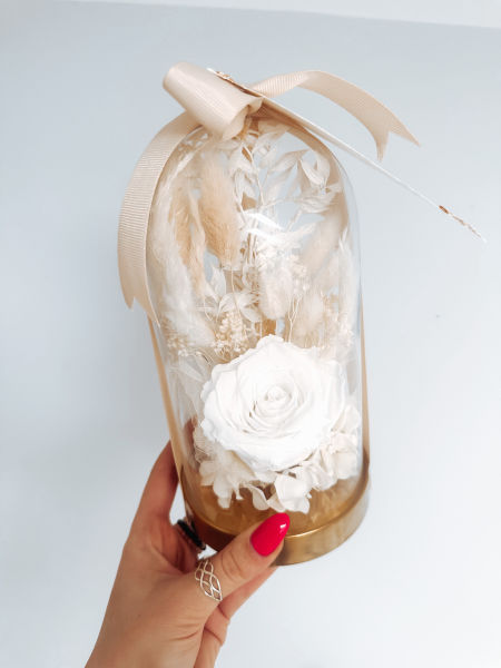 Szklana kopuła z wieczną różą białą (PREMIUM) zdjęcie 2