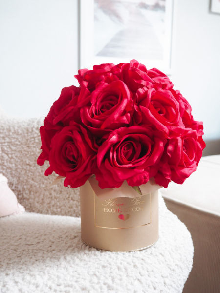 Flower Box czerwone róże złote pudełko  (PREMIUM) zdjęcie 3