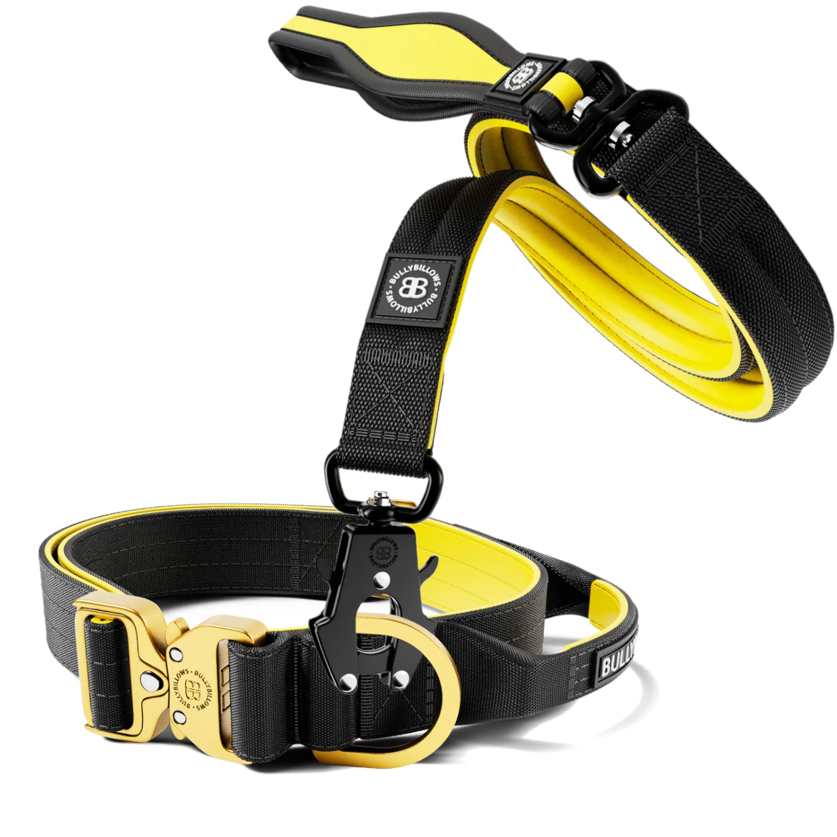 BullyBillows Combat Lighter Yellow Black zestaw obroża smycz dla psa L - BullyBillows zdjęcie 1