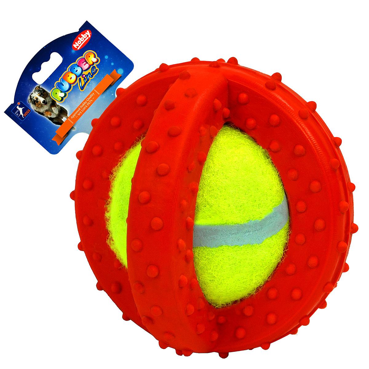 Piłka Tenisowa z gumą zabawka psa Rubber Tennis Line Ball Nobby 7,5cm - Nobby zdjęcie 1