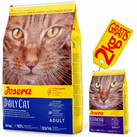 JOSERA DailyCat to karma odpowiednia na co dzień dla kotów żyjących zarówno w domu, jak i na zewnątrz. Sprawdzi się idealnie dla kotów wrażliwych na zboża i lubiących dania z drobiem.
